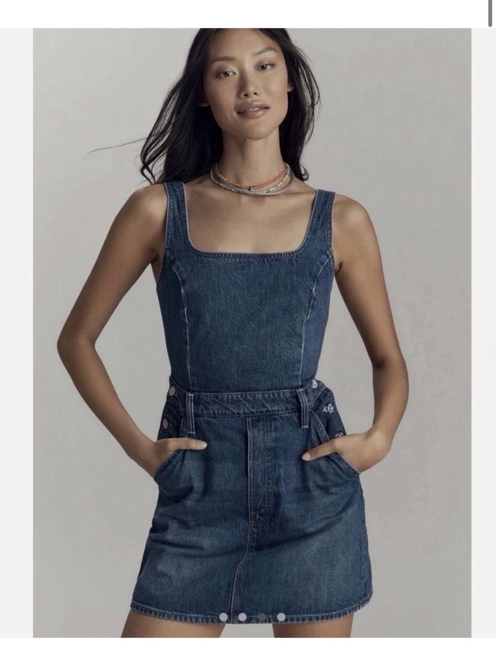 MOTHER The Over It Denim mini dress